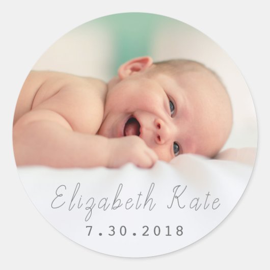 Geboorte aankondiging Baby Foto Sticker (Voorkant)