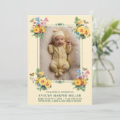 Geboorte Aankondiging  Bloemen Geel Kaart (Staand voorkant)