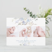 Geboorte aankondiging + douche dank u blauwe zoete (Staand voorkant)