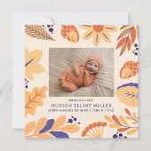 Geboorte Aankondiging Herfst Rustieke Boho Square (Voorkant)