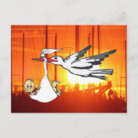Geboorte Aankondiging Stork & Baby DIY Briefkaart