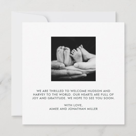 Geboorte Aankondiging Tweeling Minimalistische Vie (Achterkant)