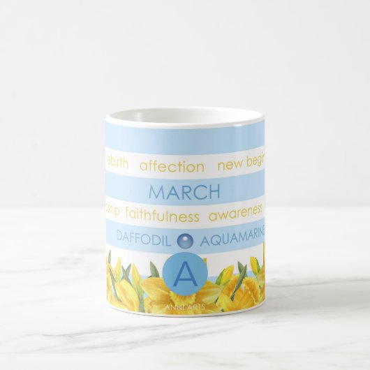 Geboorte Bloem en Gem Stripe Mok maart (Center)