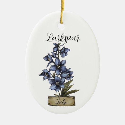 Geboorte Bloem JULI Verjaardag Larkspur Keramisch Ornament (Voorkant)