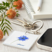 Geboorte Bloem Korenbloem Vakantie cadeau Sleutelhanger (Voorkant Rechts)