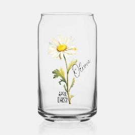Geboorte Bloem Maand April Daisy Naam Blikvorm Glas