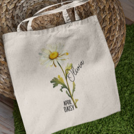 Geboorte Bloem Maand April Daisy Naam Tote Bag