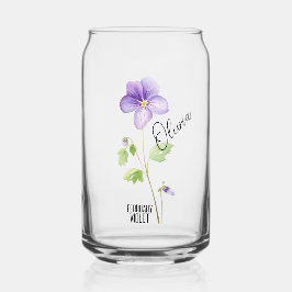Geboorte Bloem Maand Februari Violet Naam Blikvorm Glas