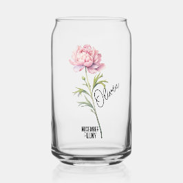 Geboorte Bloem Maand November Peony Naam Blikvorm Glas
