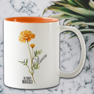 Geboorte Bloem Maand Oktober goudsbloem Naam Tweekleurige Koffiemok