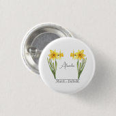 Geboorte Bloem Maart Daffodil Ronde Button 3,2 Cm (Voorkant /achterkant)