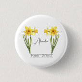 Geboorte Bloem Maart Daffodil Ronde Button 3,2 Cm (Voorkant)