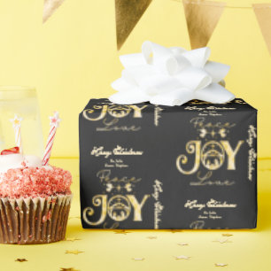 Geboorte Christelijk Kerstmis Goud Vrede Vreugde L Cadeaupapier