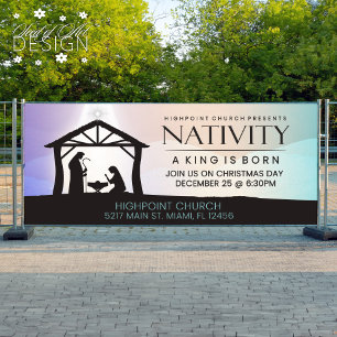 Geboorte Een Koning is Geboren Kerkdienst Religieu Spandoek