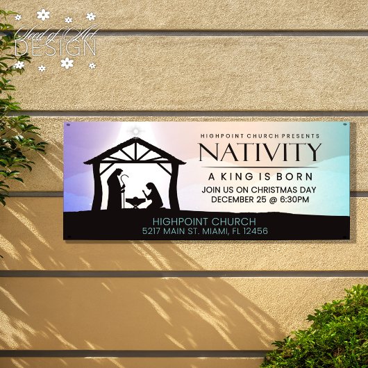 Geboorte Een Koning is Geboren Kerkdienst Religieu Spandoek