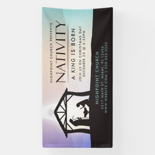 Geboorte Een Koning is Geboren Kerkdienst Religieu Spandoek (Verticaal)