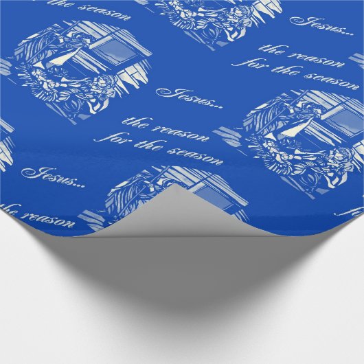 Geboorte Glas in lood - Blauw Cadeaupapier (Hoek)