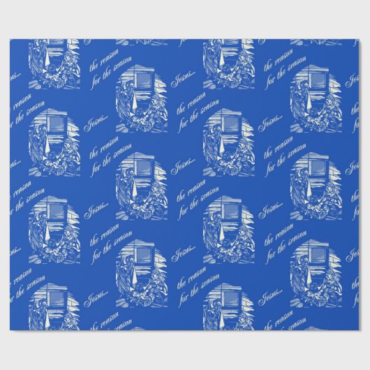 Geboorte Glas in lood - Blauw Cadeaupapier (Vlak)