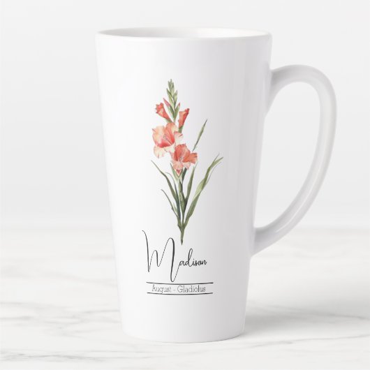Geboorte Maand Bloem August Gladiolus Latte Mok (Rechts)
