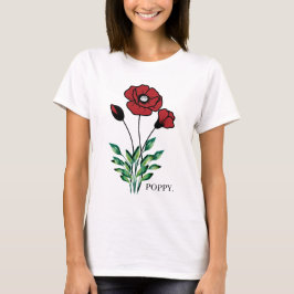 Geboorte Maand Bloem Augustus Poppy T-shirt