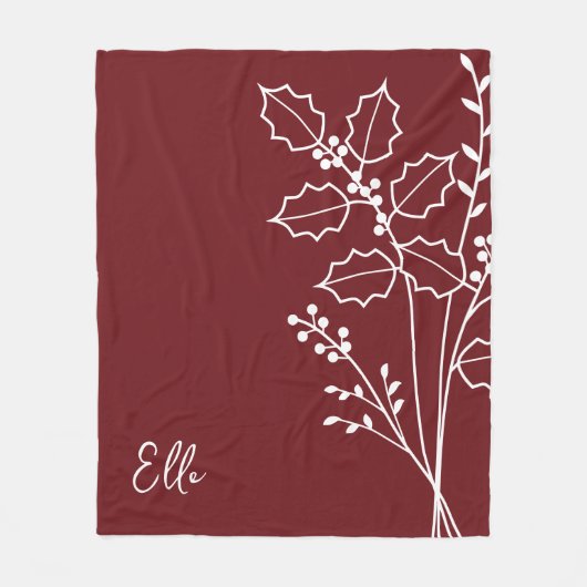 Geboorte Maand Bloem, December Kalligrafie Naam Fleece Deken (Voorkant)