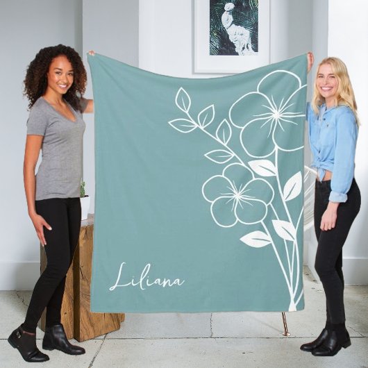 Geboorte Maand Bloem, Februari Blauw Script Naam Fleece Deken