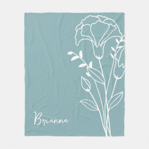 Geboorte Maand Bloem, Januari Blauwe Kalligrafie N Fleece Deken
