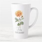 Geboorte Maand Bloem November Chrysanthemum Latte Mok (Rechts)