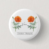 Geboorte Maand Bloem Oktober goudsbloem Ronde Button 3,2 Cm (Voorkant)