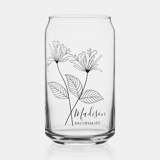 Geboorte Maand Bloemen Juni kamperfoelie Bruidsmei Blikvorm Glas (Voorkant)