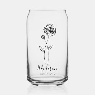 Geboorte Maand Bloemen November Chrysant Bruidsmei Blikvorm Glas