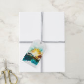 Geboorte met dieren en sterren cadeaulabel (Met Touw)