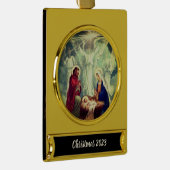 Geboorte met engelen Kerstmis 2023 Verguld Banner Ornament (Rechts)