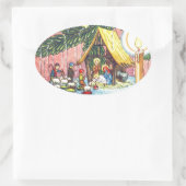 Geboorte onder de kerstboom ovale sticker (Tas)