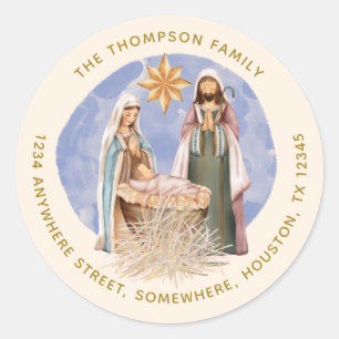 Geboorte retour naam adres gouden tekst crème ronde sticker