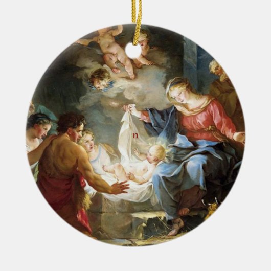 Geboorte Scène Katholieke Kerk Religieuze Kerstmis Keramisch Ornament (Voorkant)