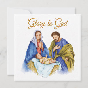 Geboorte Scène met Glorie aan God tekst Kaart