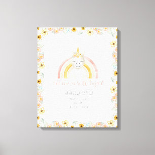 Geboorte Stats Magic Eenhoorn Baby Meisje Waterver Canvas Afdruk