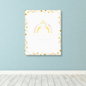 Geboorte Stats Magische Eenhoorn Baby Meisje Water Canvas Afdruk (Insitu (Houten vloer))