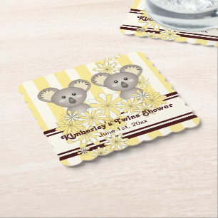 Geboorte Tweeling Gele Koala Baby Shower / Kinderv Kartonnen Onderzetters