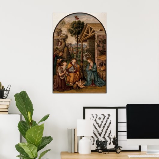 Geboorte van Christus Christelijke Kerst Poster (Thuiskantoor)