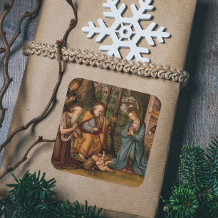 Geboorte van Christus Christelijke Kerst Vierkante Sticker