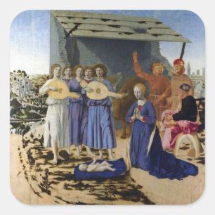 GEBOORTE VAN JESUS, ENGELEN door PIERO DELLA FRANC Vierkante Sticker
