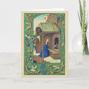 Geboorte verlichte Manuscript kerst Kaart