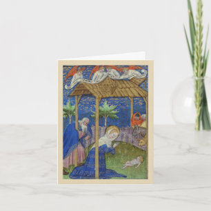 Geboorte verlichte Manuscript kerst Kaart
