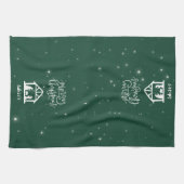 Geboorte Vrolijk kerstgroen Theedoek (Horizontaal)