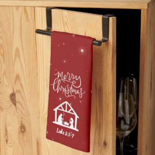 Geboorte Vrolijk kerstrood Theedoek