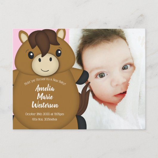 geboorteaangifte van het paard briefkaart (Voorkant)