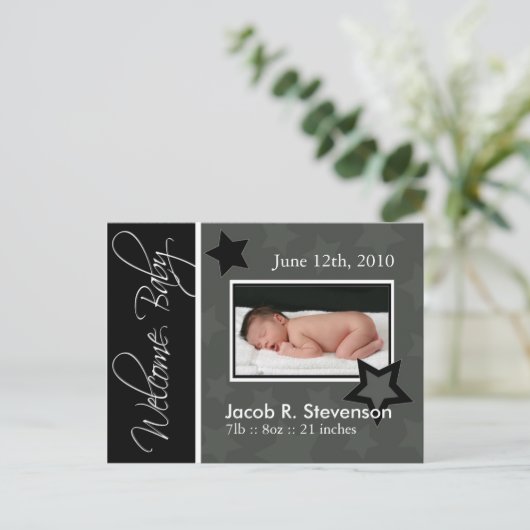 geboorteaankondiging aankondigingskaart (Staand voorkant)