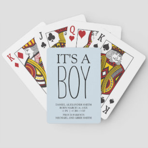 Geboorteaankondiging Baby Blue Jongen Pokerkaarten